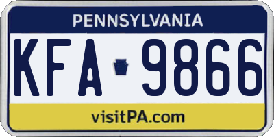 PA license plate KFA9866