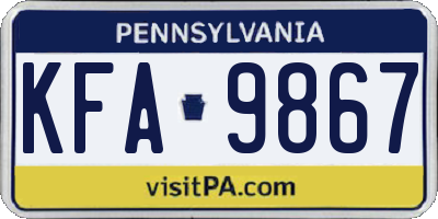 PA license plate KFA9867