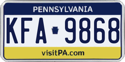 PA license plate KFA9868
