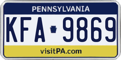 PA license plate KFA9869