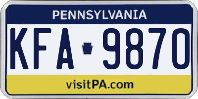 PA license plate KFA9870