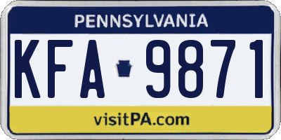 PA license plate KFA9871