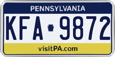 PA license plate KFA9872