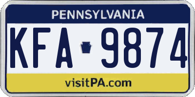 PA license plate KFA9874