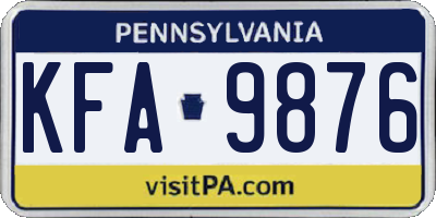PA license plate KFA9876
