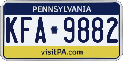 PA license plate KFA9882