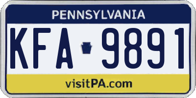 PA license plate KFA9891