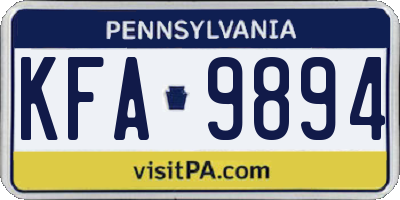 PA license plate KFA9894