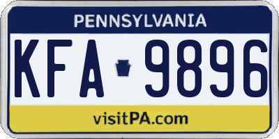 PA license plate KFA9896