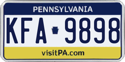 PA license plate KFA9898