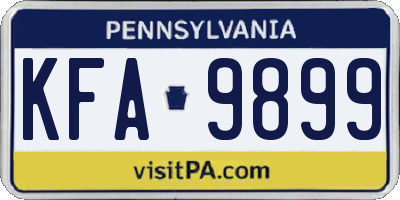 PA license plate KFA9899
