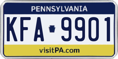 PA license plate KFA9901