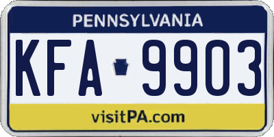 PA license plate KFA9903