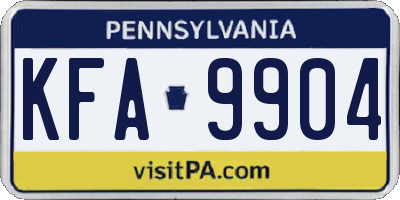PA license plate KFA9904