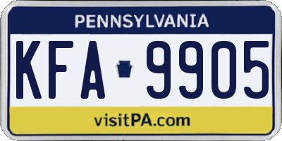 PA license plate KFA9905