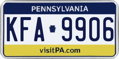 PA license plate KFA9906