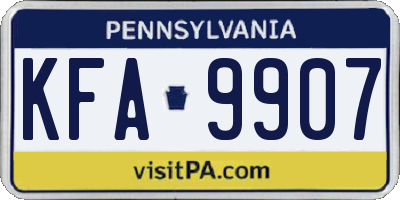 PA license plate KFA9907