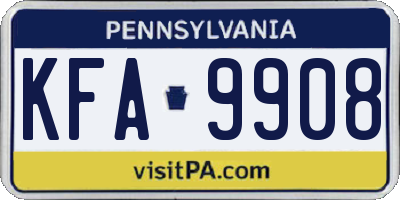 PA license plate KFA9908
