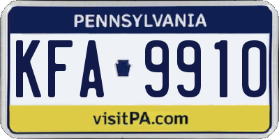PA license plate KFA9910