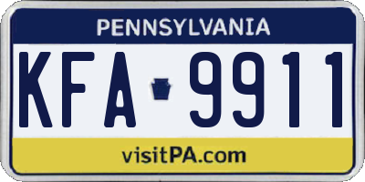 PA license plate KFA9911