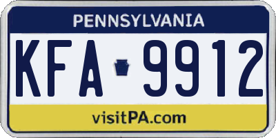 PA license plate KFA9912