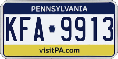 PA license plate KFA9913