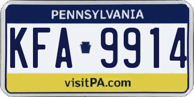 PA license plate KFA9914