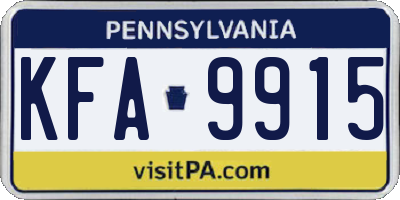 PA license plate KFA9915
