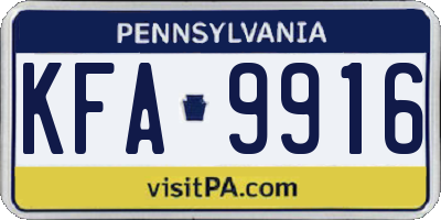 PA license plate KFA9916