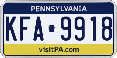 PA license plate KFA9918