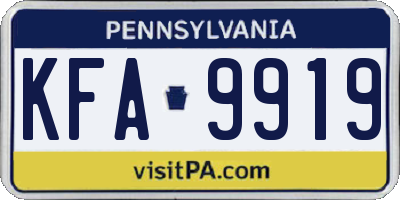 PA license plate KFA9919