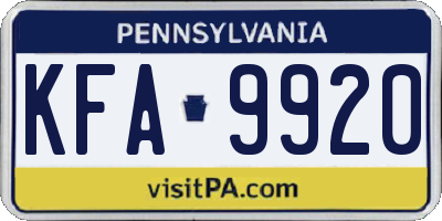PA license plate KFA9920