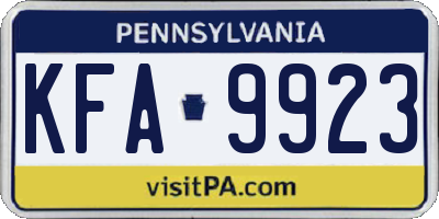 PA license plate KFA9923