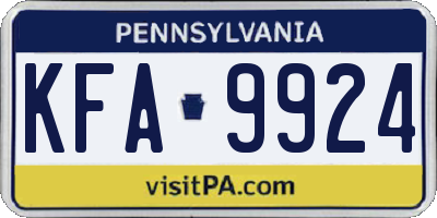 PA license plate KFA9924