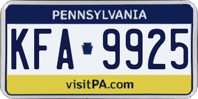 PA license plate KFA9925
