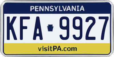 PA license plate KFA9927