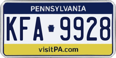 PA license plate KFA9928