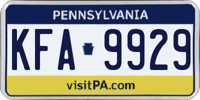 PA license plate KFA9929