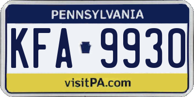 PA license plate KFA9930