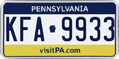 PA license plate KFA9933