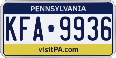 PA license plate KFA9936