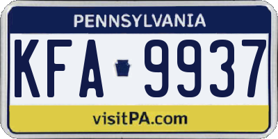 PA license plate KFA9937