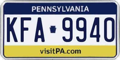 PA license plate KFA9940