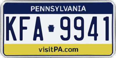 PA license plate KFA9941