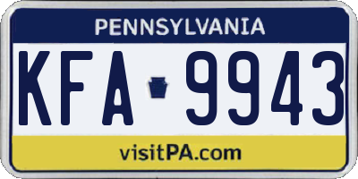 PA license plate KFA9943