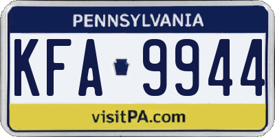 PA license plate KFA9944