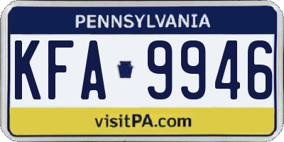 PA license plate KFA9946