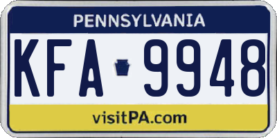 PA license plate KFA9948
