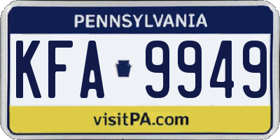PA license plate KFA9949