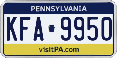 PA license plate KFA9950